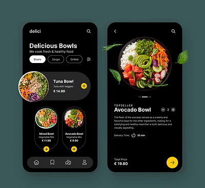 delici app avocado bowls food ordering