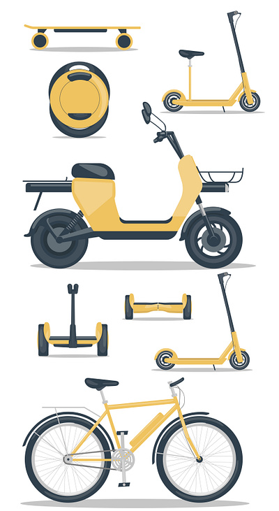 Electric transport set illustration. graphic design illustration logo vector