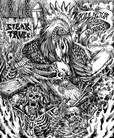Steak Truck artwork collage illustration cover album dark art deathmetal design freehand handdrawn hardcore punk horror illustration