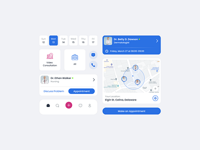Minimalistic Components for Application on Call Doctor app application design interface me medicine minimal typography ui ux
