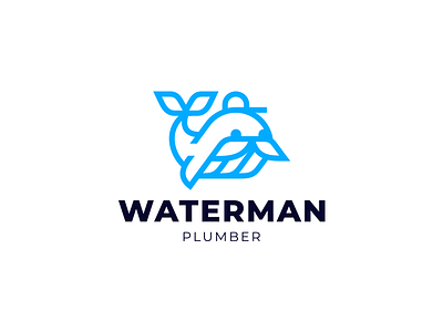 Waterman character logo logotype minimalism nature plumber sea water whale