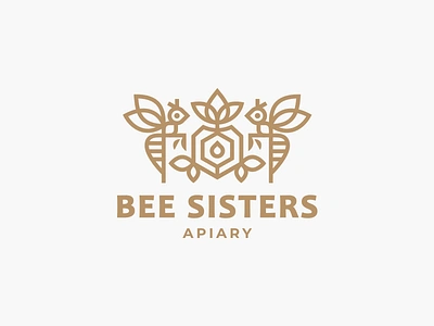 Bee sisters apiary bee candy coat of arms flower heraldry honey logo logotype minimalism nature