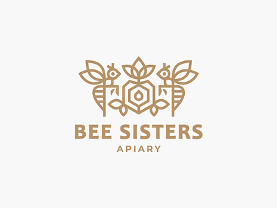 Bee sisters apiary bee candy coat of arms flower heraldry honey logo logotype minimalism nature