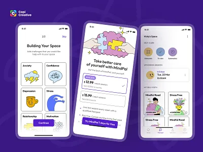 MindPal AI - AI Mobile Design Application ai ai concept app app design capi chat gpt creative design illustration mindful mobile mobile app mobile design ui ui kit