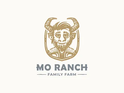 Mo ranch character eco farm faun food horns illustration logo logotype man nature ranch