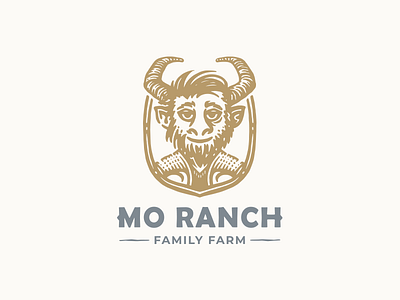 Mo ranch character eco farm faun food horns illustration logo logotype man nature ranch