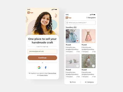 Handmade craft selling app design