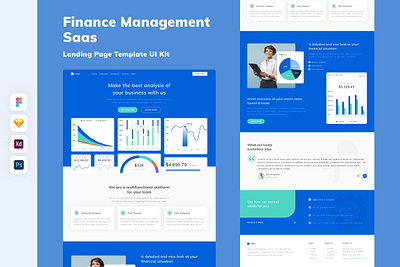 Finance Management Saas Landing Page Template UI Kit chart design finance landing page management saas template ui ui design ui kit ux website