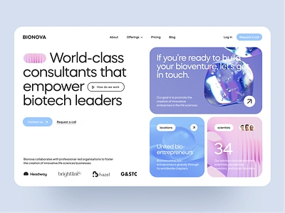 BIONOVA - Medical Consulting Landing Page agency bio biotech business dashboard healthcare hospital interface lab landing landing page med tech medical consulting medicine product startup ui ux web website ui wellness