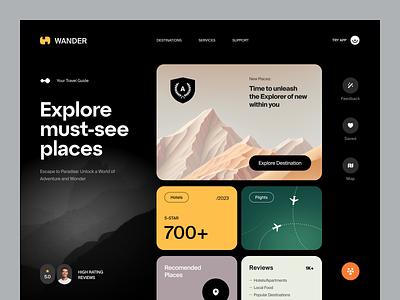 Wander Dashboard design interface product service startup ui ux web website