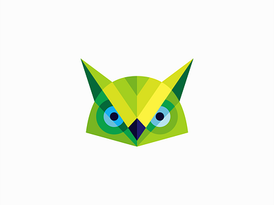 Geometric Owl Logo abstract animal bird branding cartoon design emblem geometric green icon illustration logo mark mascot modern nature owl symmetry vector wisdom