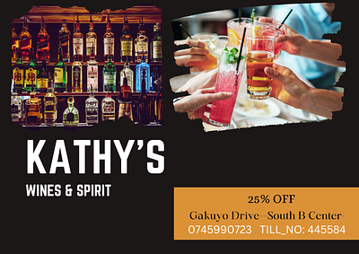 KATHY'S wine & spirits flyer graphic design