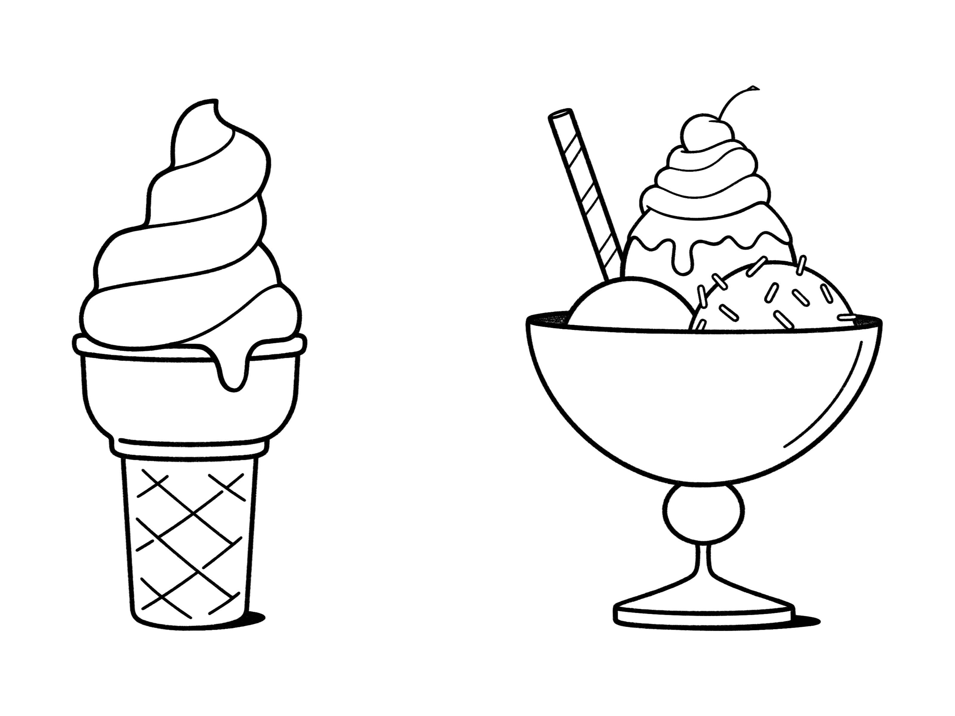 🍦 black and white cartoon comic cute design drawing icon illustration line minimal monochrome procreate product design simple ui ux web design
