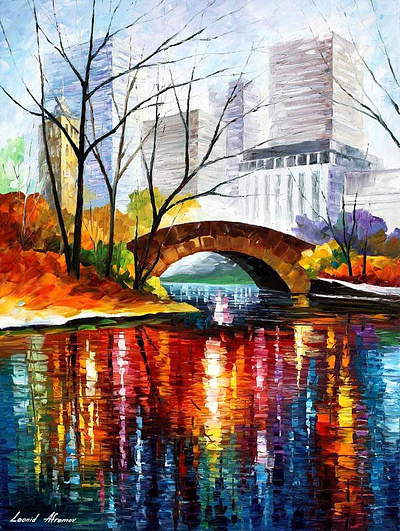 CENTRAL PARK BRIDGE - NEW YORK — oil painting on canvas