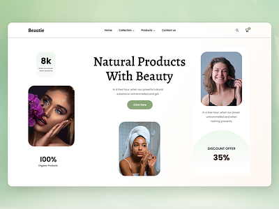 Natural Beauty Products Mockup Homepage Design 3d animation beauty homepage conceptdesign figma graphic design logo mockup ui uiux