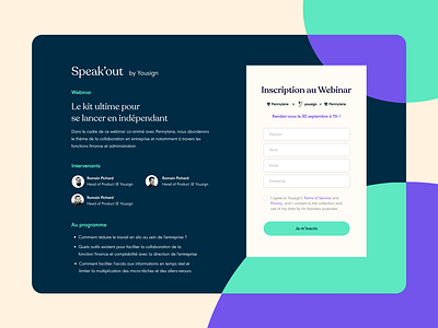 Speak'out (Webinar Series) — Landing Page branding design digital illustration digitalisation esignature frenchtech graphic design illustration illustrator landing page logo lp page sign up speakout ui web design web page webinar yousign