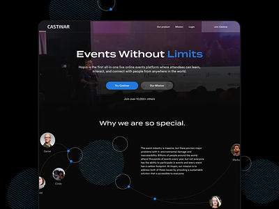 Castinar - Live Online Events Web Platform animation branding debuts design event events live live event online ui ux website
