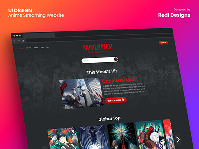 Anime Streaming Website UI Design - Home page/Landing page branding design graphic design ui ux