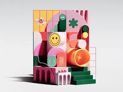 Summer Vibes pt. 1 3d 3dart 3ddesign abstract adobe animation b3d blender blender3d branding c4d cgi cinema4d colors design geometric illustration render set ui