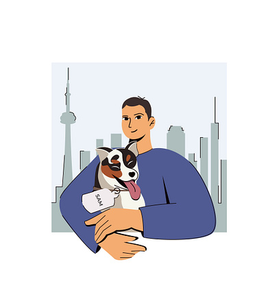 portrait of a man and his dog boy cartoon portrait character dog flat graphic design illustration man portrait vector