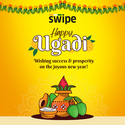 Happy Ugadi from Swipe animation billing branding celebrations colour scale finance graphic design illustration invoicing swipe typography ugadi wishes