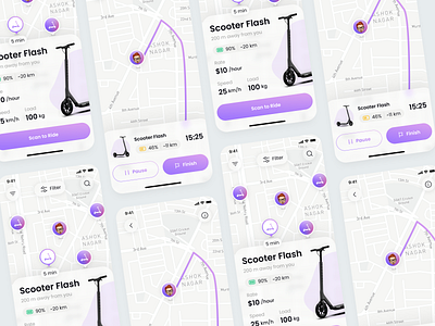 Scooter Riding App app design app designer application design branding business design design process design thinking mobile app scooter riding app ui ui design ui designer ui inspiration uiux designer user experience user interface ux design ux designer ux inspiration