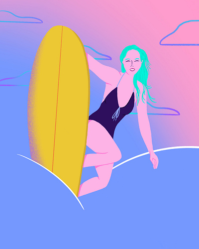 Surfer digital illustration femalesurfer human figure illustration procreate procreateart surfer surfergirl