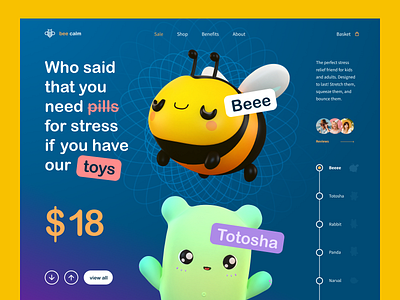 Antistress toy - Showcase site antistress children graphic design interface landing page marketplace pretty promo store toy ui website