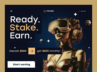 Crypto token staking - promo page 3d banking branding btc casino coins color crypto design figma future interface nft promo stake ui wallet website