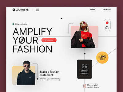 Hero screen e commerce fashion hero hero screen internet shop landing page modern shop sunglasses ui