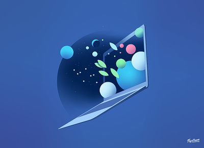 Gravity blue design futur illustration laptop light logo neon tech ui
