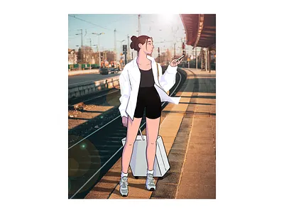 At the station colour design drawing fashion illustration paris style