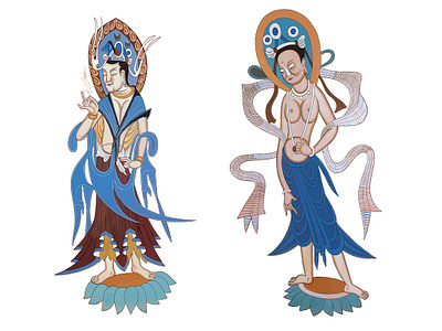 Classical Dunhuang figure murals design graphic design illustration