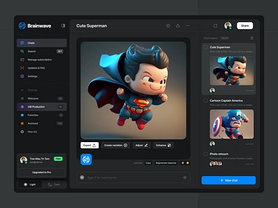 Brainwave - AI Art Generator 3d 3d illustration ai ai app ai art generator ai ui kit chatgpt chatgpt ui kit clean cute midjourney minimal photo generation superman ui ui design ux ux design web design web ui kit