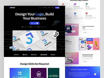 Logo Generator AI Website - Brew ai ai landing branding generator ai header homepage identity landing page logo generator logo generator ai logotype ui ui design web web design webdesign webflow webflow design website website design