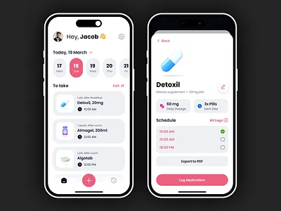 Meditask - Medication Reminder app ui clean ui components inspiration medication medication reminder mobile app pill reminder reminder uiux week overivew