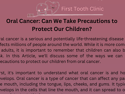 Oral cancer -pediatric dentist in Gurgaon- FirstToothClinic dental care for children dental clinic in gurgaon firsttoothclinic kids dentist in gurugram oral cancer