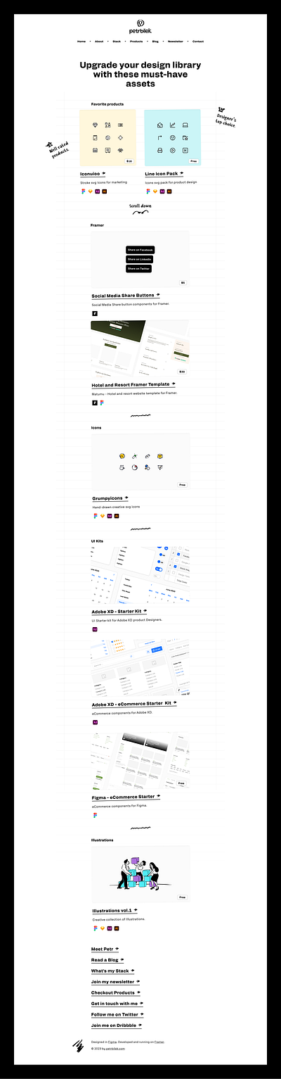 Petrbilek.com - Personal Brand - v2 branding figma files framer framer template icon set icons personal brand portfolio presentation product list product presentation products template