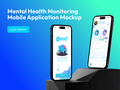 Mental Health Monitoring Mobile Application Mockup app branding calm design graphic design illustration logo mentalhealth mobile mockup productivity typography ui ux vector workplace