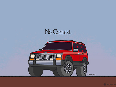 Jeep Cherokee XJ: No Contest. 4x4 amc car cars cherokee chrysler flat illustration jeep off road retro truck vehicle xj