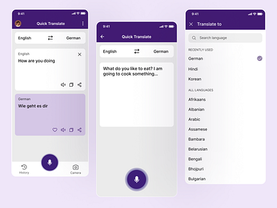 Quick Translate : A translator app appdesign appui daily dailyui translatorapp uichallenge uidesign uxdesign visualdesign
