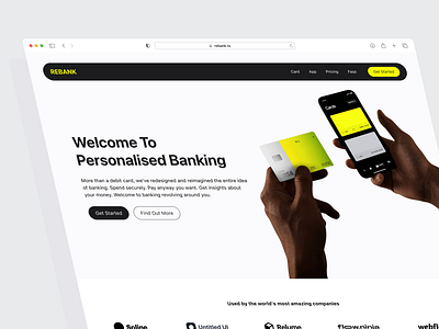 Hero Section - Rebank bank branding design minimal ui ux web
