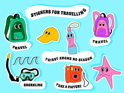 Stickers for travelling design graphic design illustration sticker travel travelling typography y2k