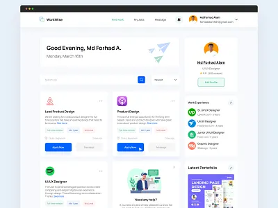 Workwise - Job Search Platform dashboard dribbble job job platform landing page landing page design ui uiux web design website design