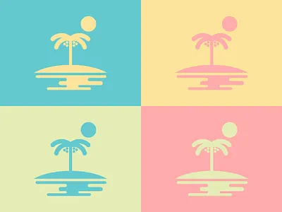 Paradise Time beach design flat illustration island minimal ocean palm tree sketch sun water