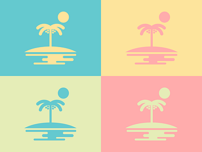 Paradise Time beach design flat illustration island minimal ocean palm tree sketch sun water