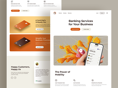 Landing Page Design for Banking App app bank bank card fianances fintech graphic design interface design landing page main page minimal payment product design service ui ux web
