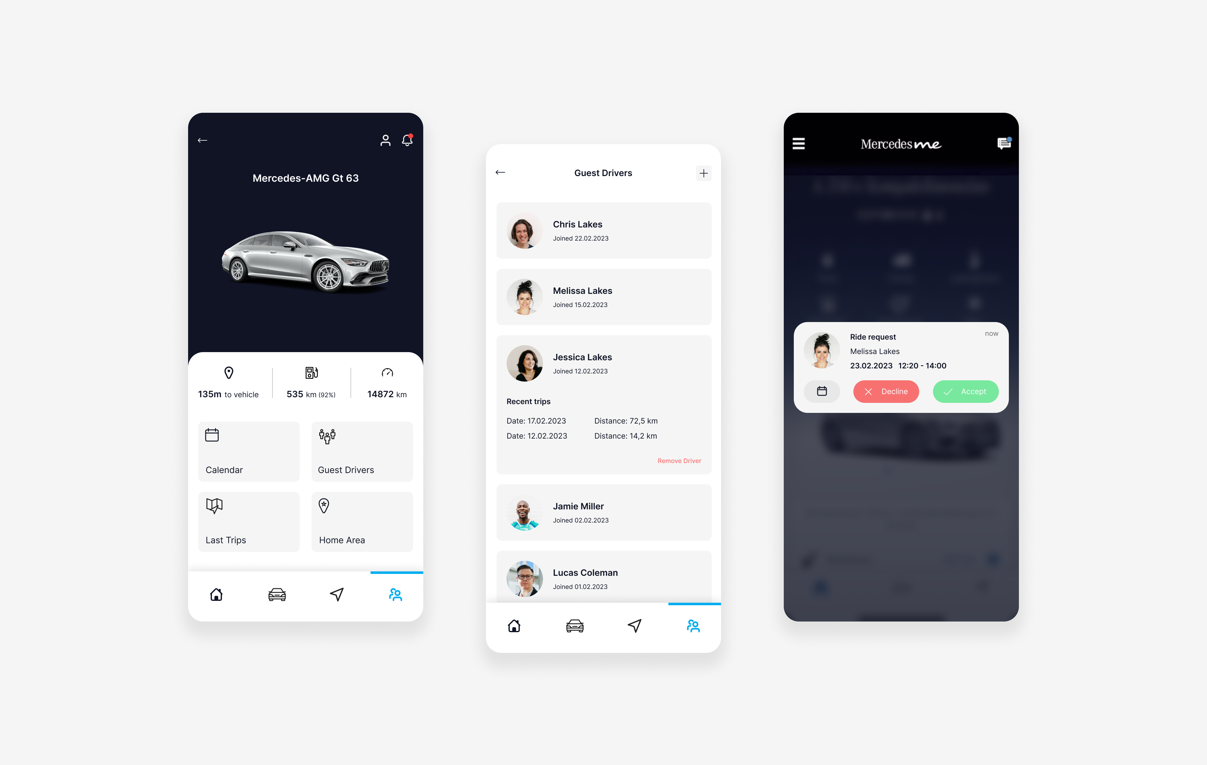 Share Your Mercedes Mobile App design: iOS Android android app application application design car hiring challenge ios mercedes mercedes me mobile app sharing ui user interface user interface design ux