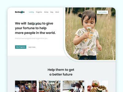 Berbagive Landing Page children design designforacause designforgood figma health landingpage sharingiscaring website