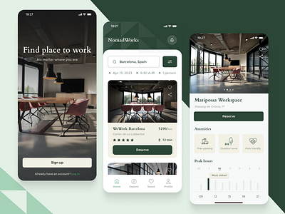 Work Space Booking Apps app booking co working space finder mobile mobille app uiux work work from anywhere workspace app workspace finder